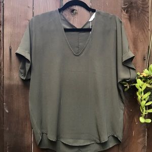 Lush olive green short sleeved blouse